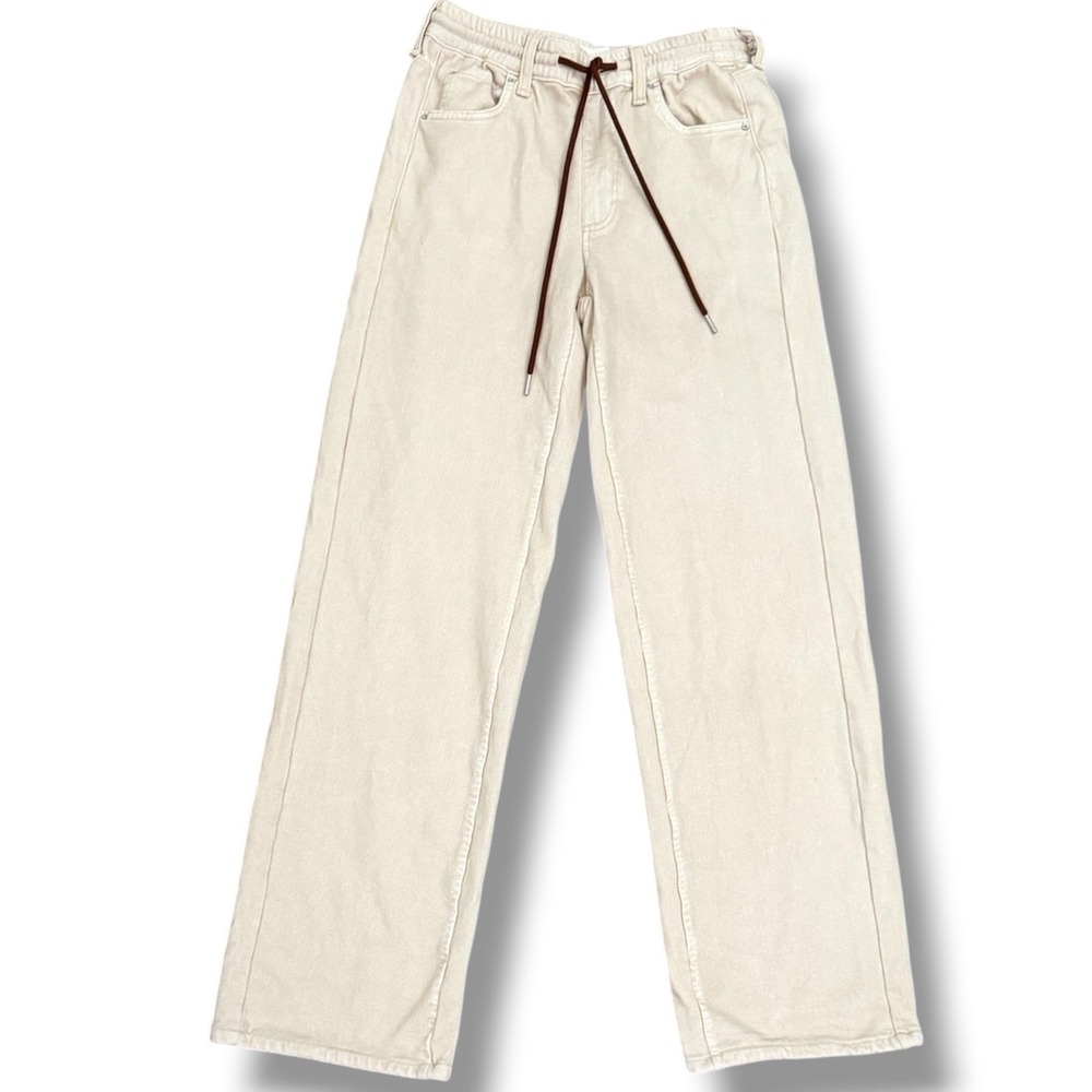 Rag & Bone Miramar Terry Drawcord Wide Leg Pant Women XS Ecru Loungewear Cozy